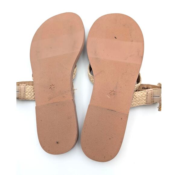 Splendid Sutton Faux Raffia Strap Thong Sandals Women's Tan Size US7M EU38 - Picture 7 of 12